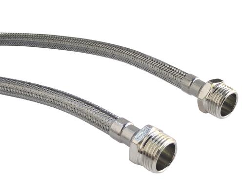Lot de 2 flexibles écrou tournant femelle 12/17 - raccord mâle 12/17 - Longueur 500 mm - DN8