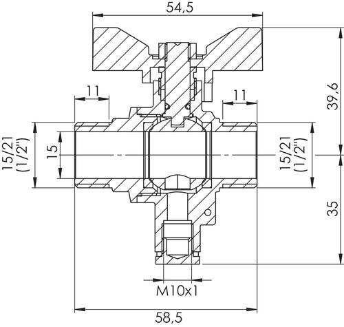 Vanne porte sonde double mâle 15/21