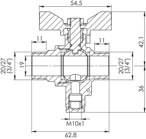 Vanne porte sonde double mâle 20/27