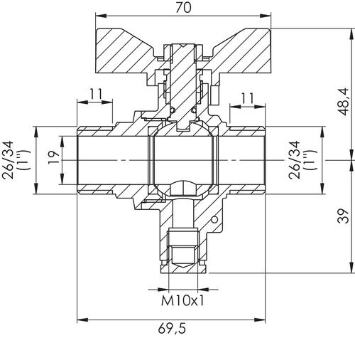 Vanne porte sonde double mâle 26/34