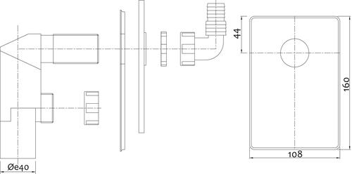 Siphon machine à laver encastré inox