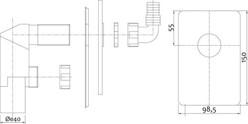 Siphon machine à laver encastré blanc