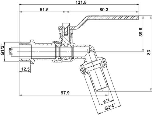 Robinet d'arrosage à boisseau sphérique à presse étoupe 15/21- 20/27