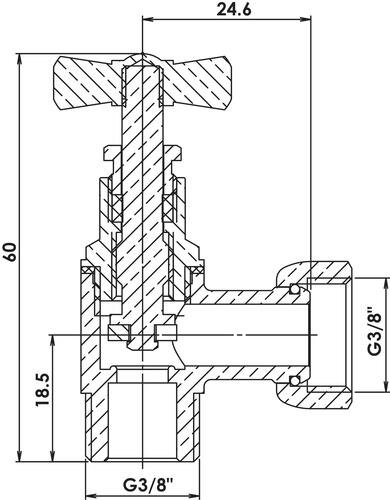 Robinet d'arrêt WC équerre à presse étoupe nickelé