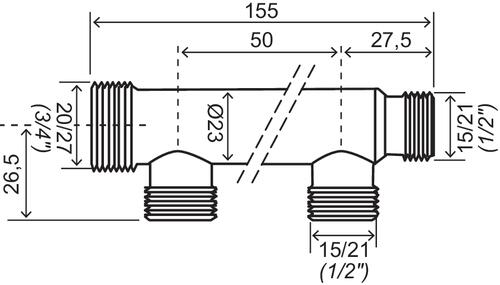 Collecteur 3 départs double filetage à portée plate