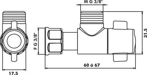 Robinet d'arrêt WC équerre design