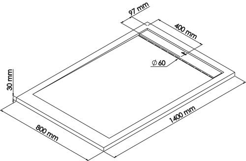 Receveur de douche caniveau résine de synthèse RUNA blanc 80x140