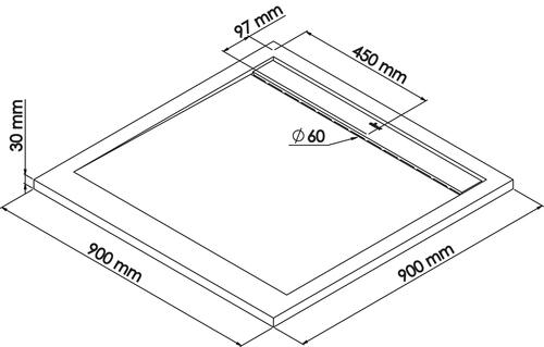 Receveur de douche caniveau résine de synthèse RUNA noir 90x90