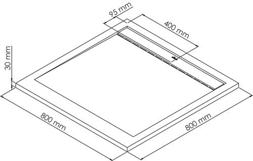 Receveur de douche caniveau résine de synthèse RUNA noir 80x80