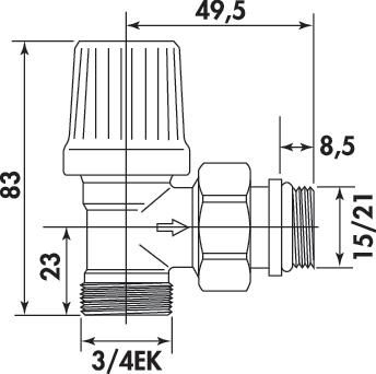 Robinet équerre thermostatisable 3/4EK