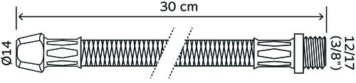 Flexible sanitaire 1 raccord mâle 12/17 - 1 raccord bicône 14 pour cuivre - Longueur 300 mm - DN8 SOMATHERM 2985-15 - vue 2