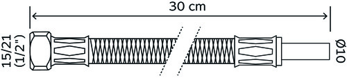 Flexible sanitaire 1 raccord écrou tournant femelle 15/21 et 1 tube lisse à souder ø10 - Longueur 300mm DN10 SOMATHERM 2985-44 - vue 2