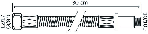 Flexible sanitaire 1 écrou tournant femelle 12/17 - 1 raccord mâle 10/100 prolongé - Longueur 300mm - DN8 SOMATHERM 2986-45 - vue 2