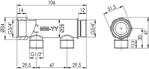 Collecteur 2 départs auto-échanche et auto-aligné