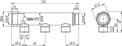 Collecteur 3 départs auto-échanche et auto-aligné
