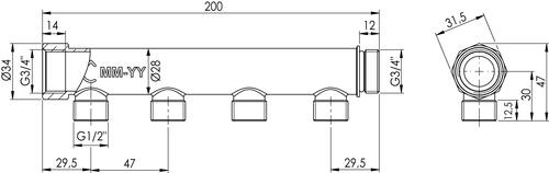 Collecteur 4 départs auto-échanche et auto-aligné
