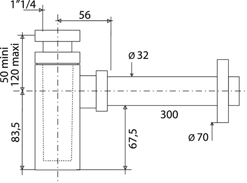 Siphon de lavabo design carré ø32 383-50 - vue 2
