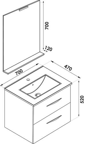 Meuble DUBAI à suspendre 70cm vert menthe