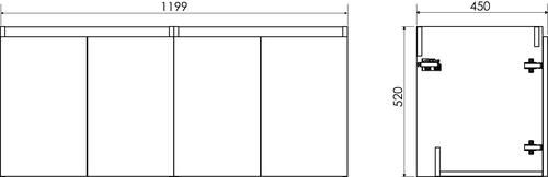 Meuble MILAN à suspendre 4 portes 120 cm blanc avec miroir