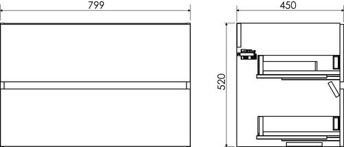 Meuble MILAN à suspendre 2 tiroirs 80 cm blanc avec miroir