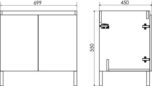 Meuble MILAN à poser 2 portes 70 cm blanc avec miroir