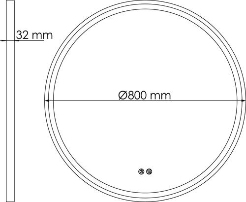 Miroir LED Alexandrie ø80 avec contour noir 