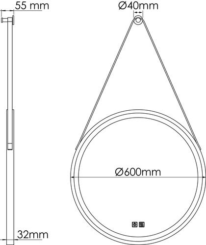 Miroir LED Kyoto ø60 avec lanière 