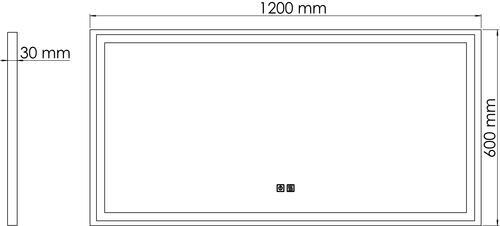 Miroir LED Seville 120X60cm contours aluminium noir 