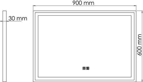 Miroir LED Seville 90X60cm contours aluminium noir 