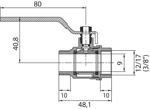 Vanne à sphère mâle femelle 12/17 à manette plate