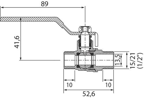 Vanne à sphère double mâle 15/21 à manette plate