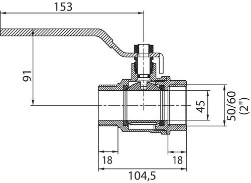Vanne à sphère mâle femelle 50/60 à manette plate