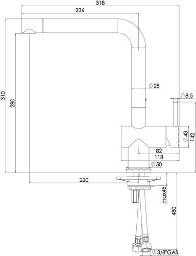 Mitigeur d'évier bec haut noir mat Fact'Ory 