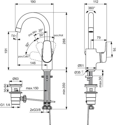 Mitigeur lavabo bec haut OKYRIS - PORCHER PORCHER 501012203 - vue 3