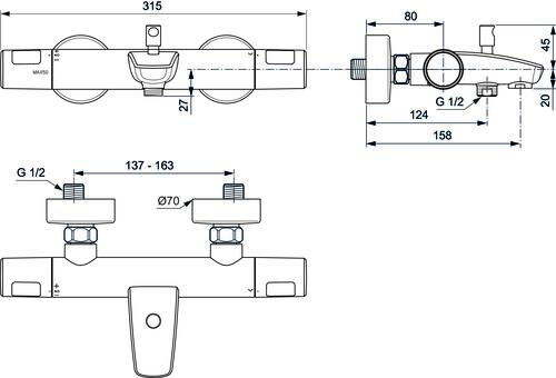 Mitigeur thermostatique bain-douche OLYOS - PORCHER