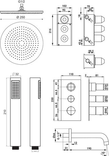 Pack thermostatique bain/douche à encastrer Ori'O 