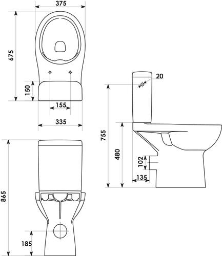 Pack WC surélevé PMR sans bride 