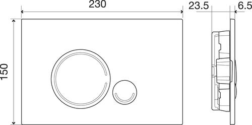 Plaque de commande 3/6 litres ronde noire 