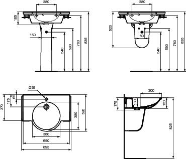 Lavabo PMR Sapho 650 x 520 mm - PORCHER PORCHER 503511530 - vue 2