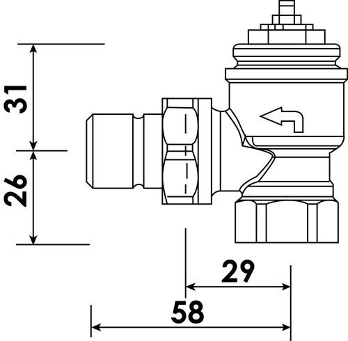Corps thermostatique auto équilibrant KOMKI équerre 15/21 HoneywellHome-by-resideo 601510149 - vue 2