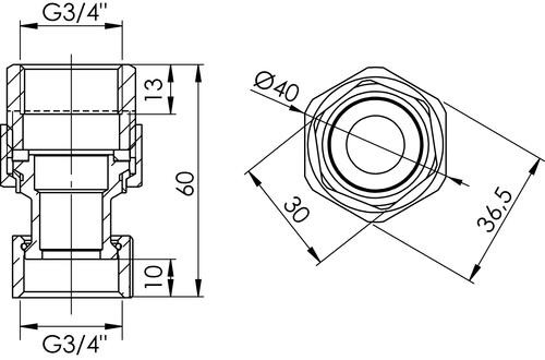 Raccord isolant diélectrique FF20/27 démontable