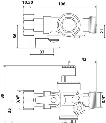 Bloc réducteur à piston 3 en 1 mâle écrou tournant 20/27