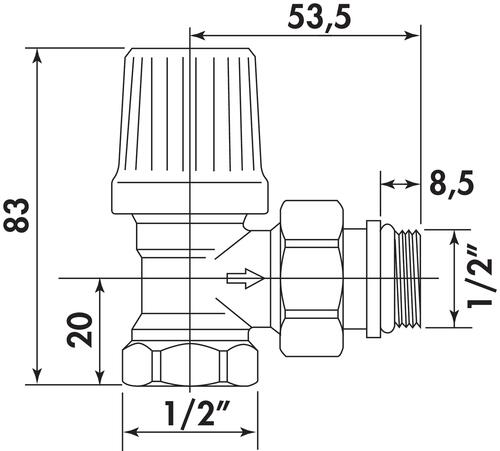 Robinet équerre thermostatisable femelle 15/21