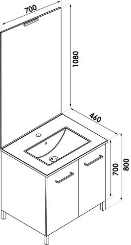 Meuble NEW YORK sur pieds 70cm blanc
