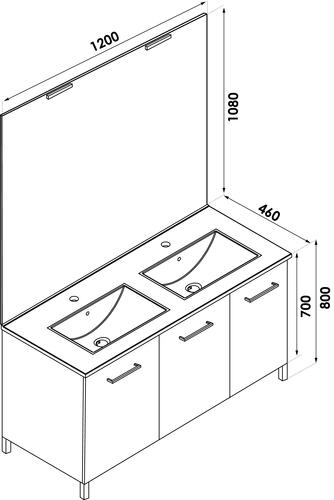 Meuble NEW YORK sur pieds 120cm blanc