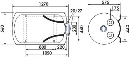 Chauffe eau électrique blindé mural horizontal initio 200 litres - ARISTON ARISTON 8702200B - vue 2