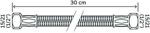 Lot de 2 flexibles sanitaire 2 écrous tournants femelle 15/21 - Longueur 300mm DN8 SOMATHERM FP985-02 - vue 2